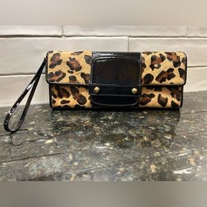 Alfani Sleek Evening Wrislet , Leopard & Patent Leather Trim